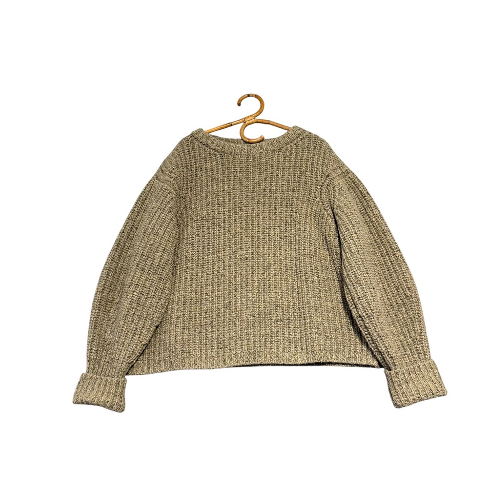 James Street Co | Chunky Lowe Sweater Tan Ribbed Knit Size L Merino Wool Alpaca